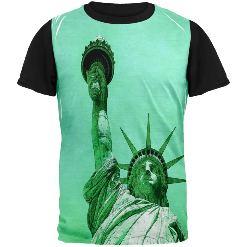 New York City Statue Of Liberty Pete Cohen Adult Black Back T-Shirt sold by Old Glory