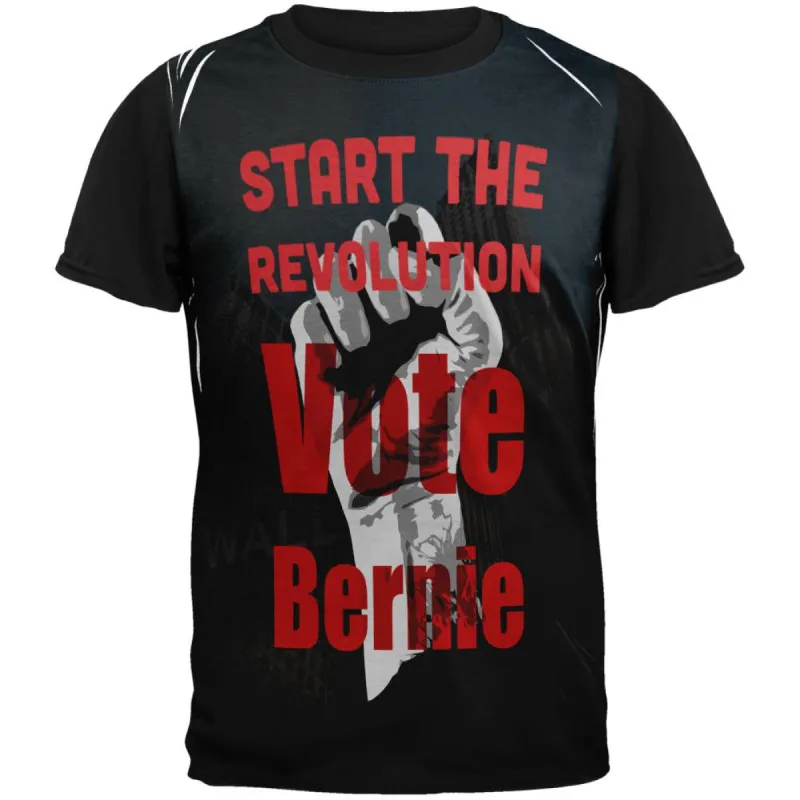 Election 2016 Bernie Sanders Start the Revolution Adult Black Back T-Shirt sold by Old Glory