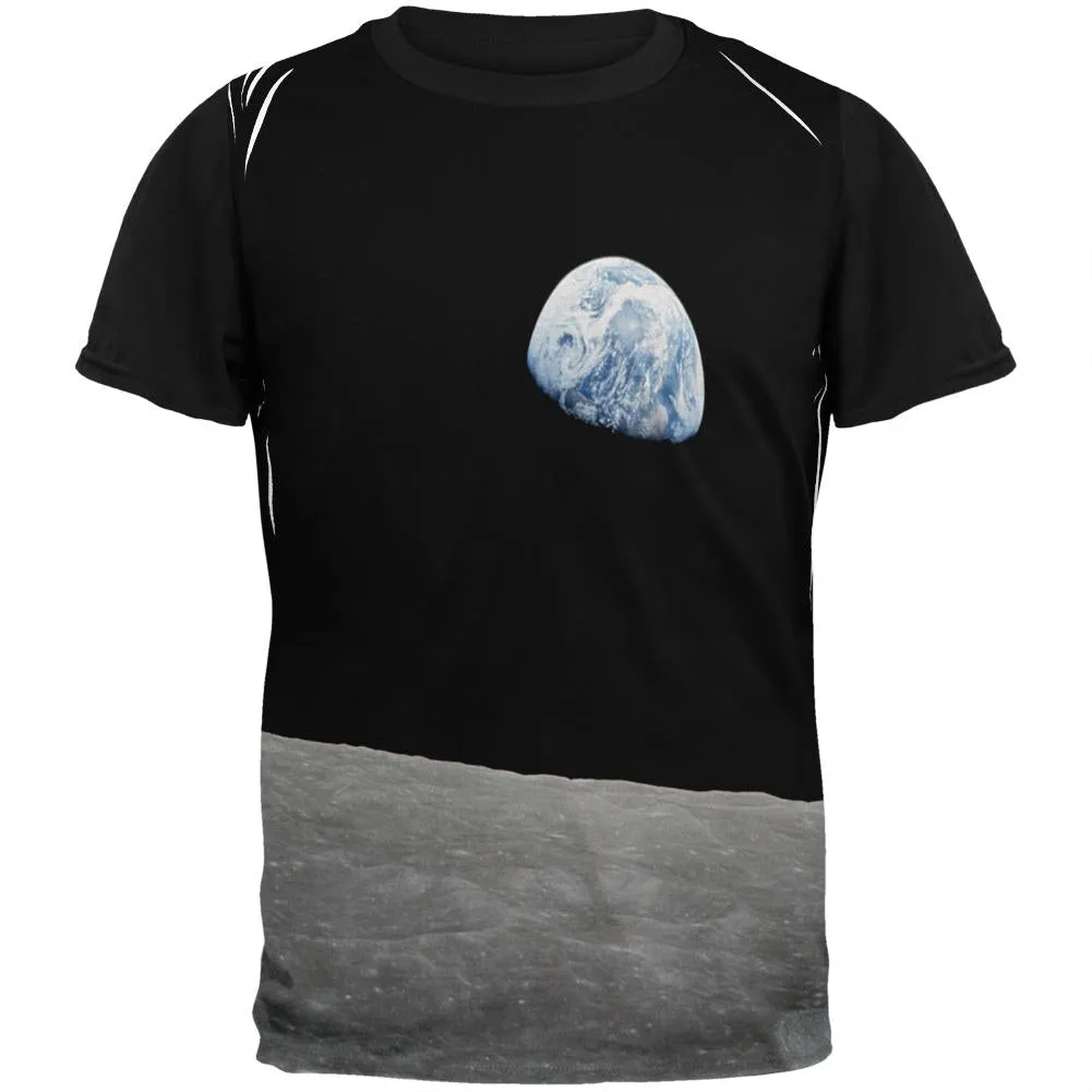Earth Rising Over the Moon Adult Black Back T-Shirt sold by Old Glory