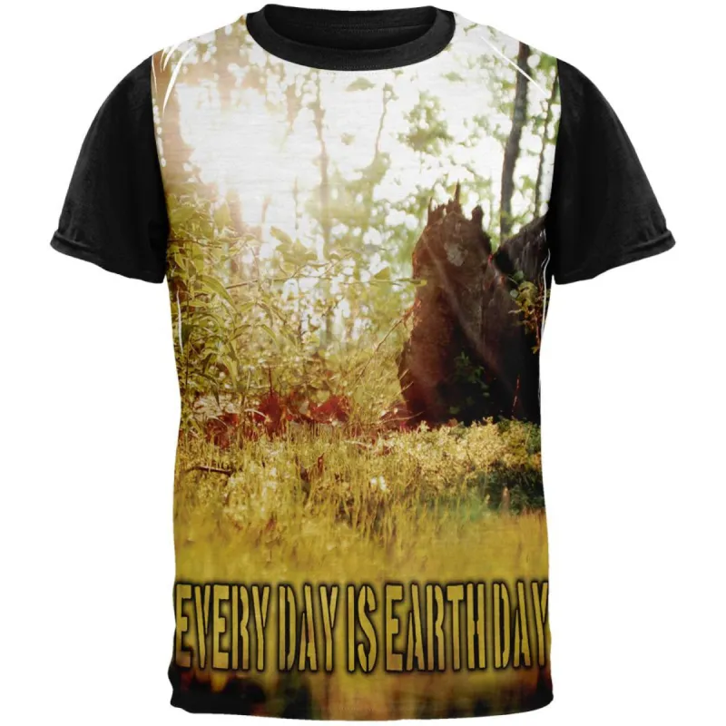 Earth Day Forest Sun Adult Black Back T-Shirt sold by Old Glory