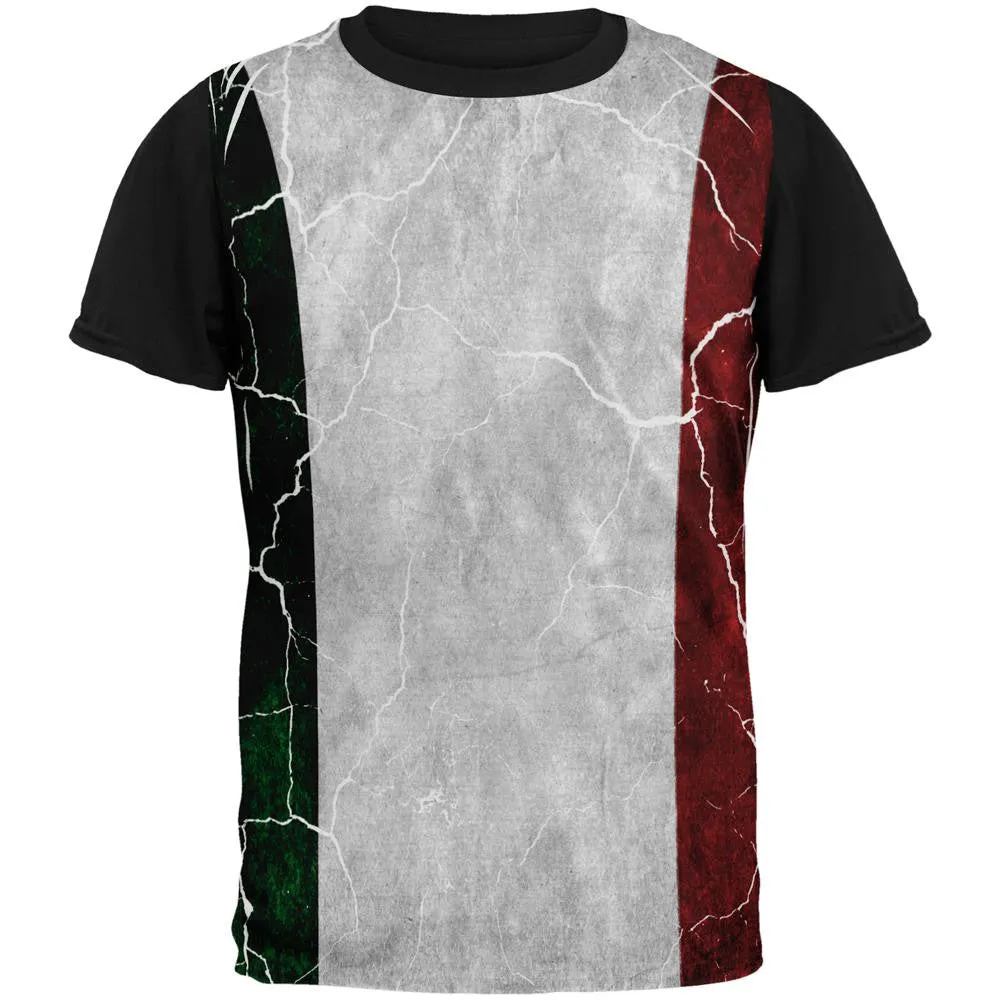 Distressed Italian Flag All Over Mens Black Back T Shirt sold by Old Glory