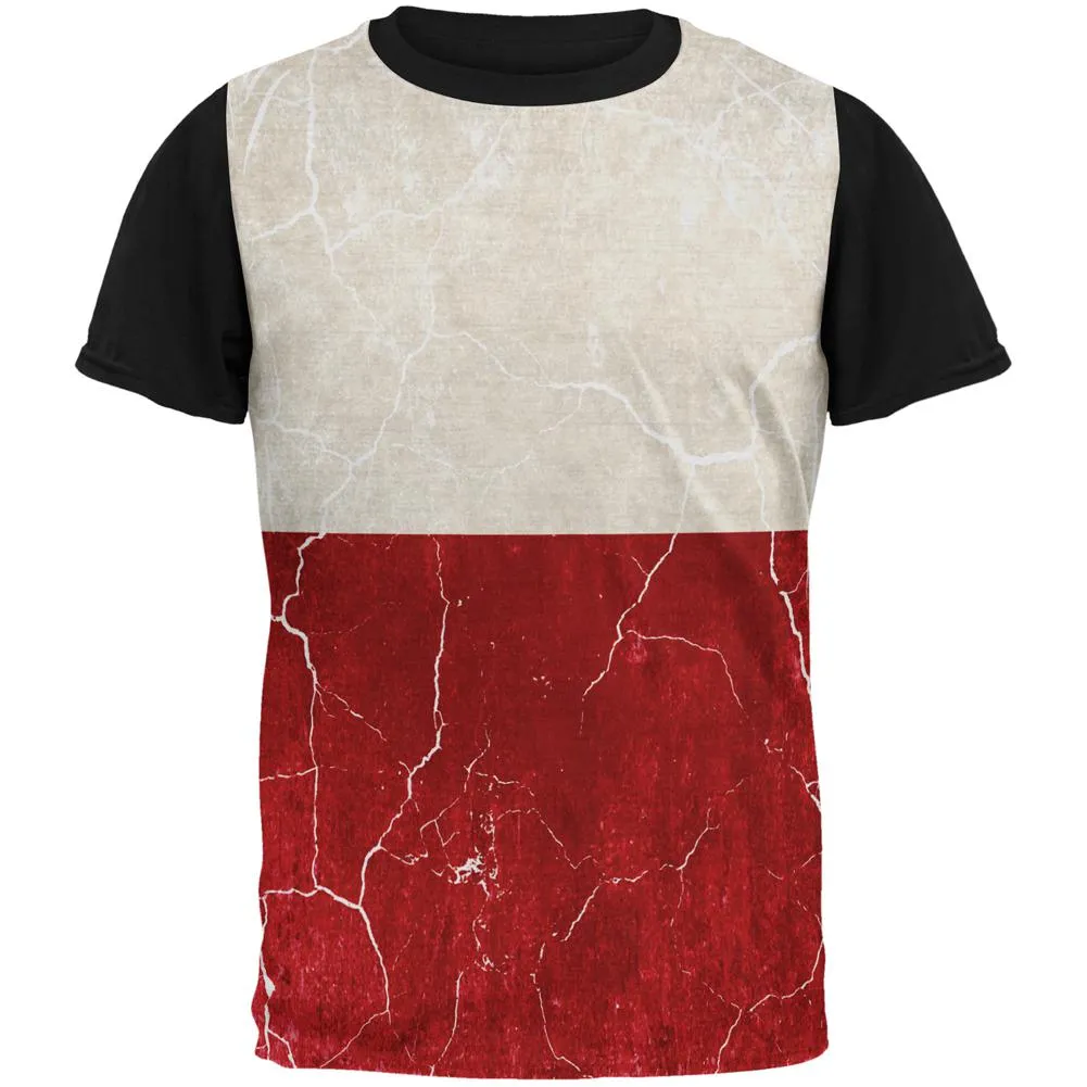 Distressed Grunge Polish Flag All Over Mens Black Back T Shirt sold by Old Glory