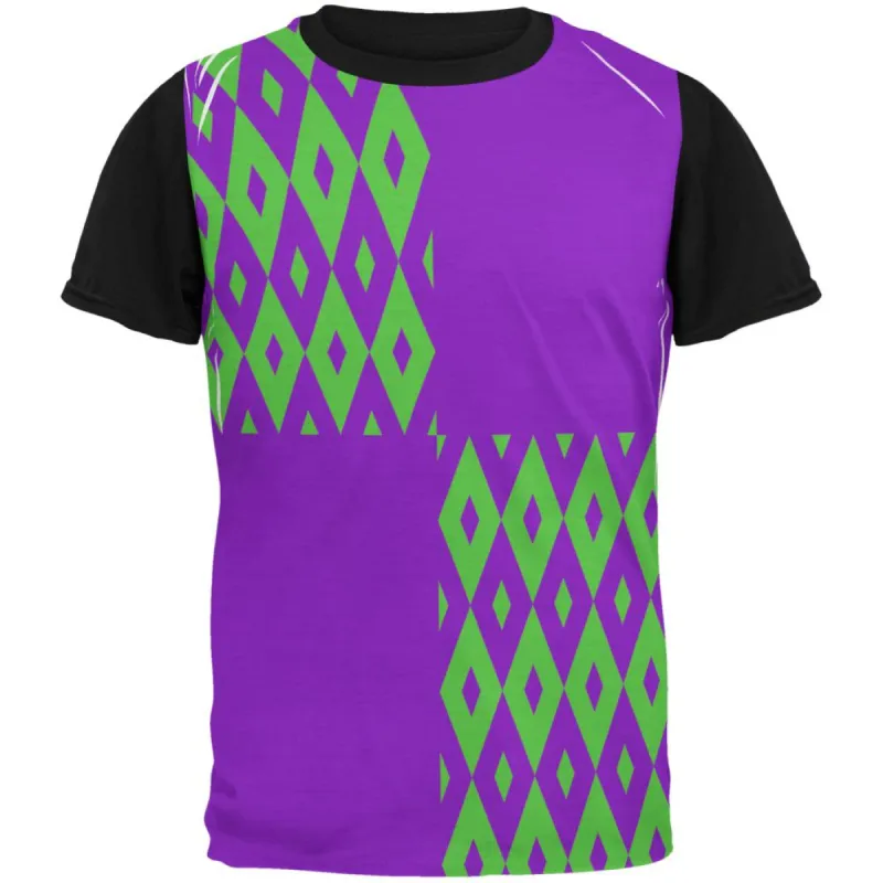 Mardi Gras Party Purple and Green Adult Black Back T-Shirt sold by Old Glory