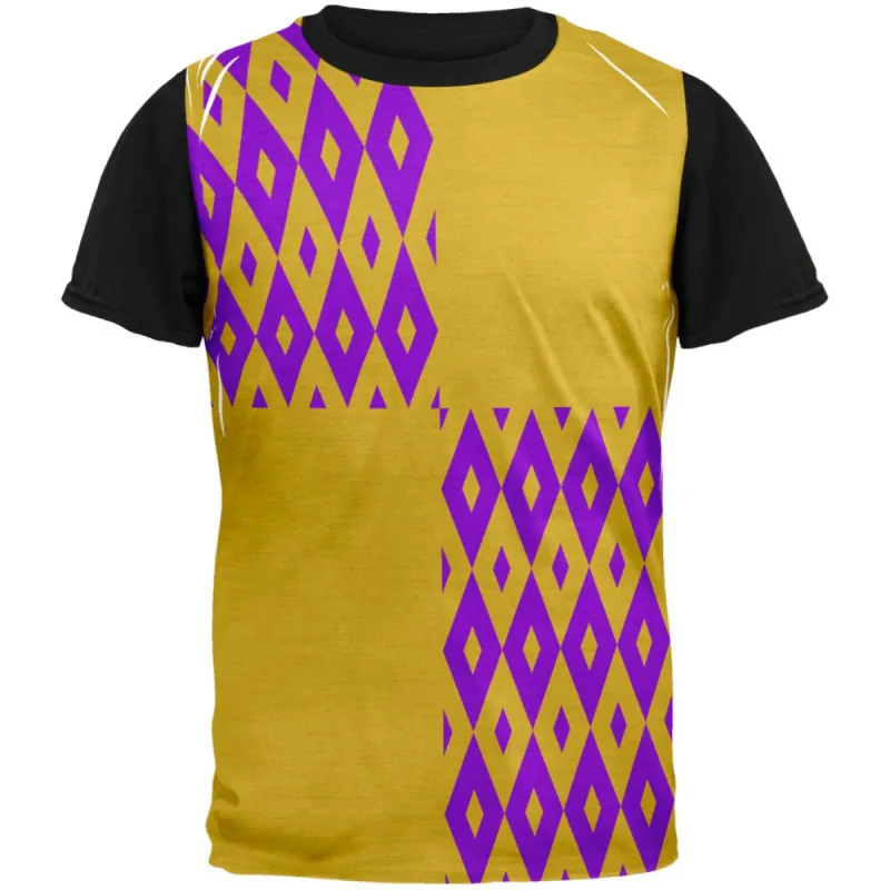 Mardi Gras Party Purple and Gold Adult Black Back T-Shirt sold by Old Glory