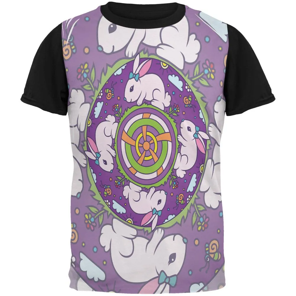 Mandala Trippy Stained Glass Easter Bunny All Over Mens Black Back T Shirt sold by Old Glory