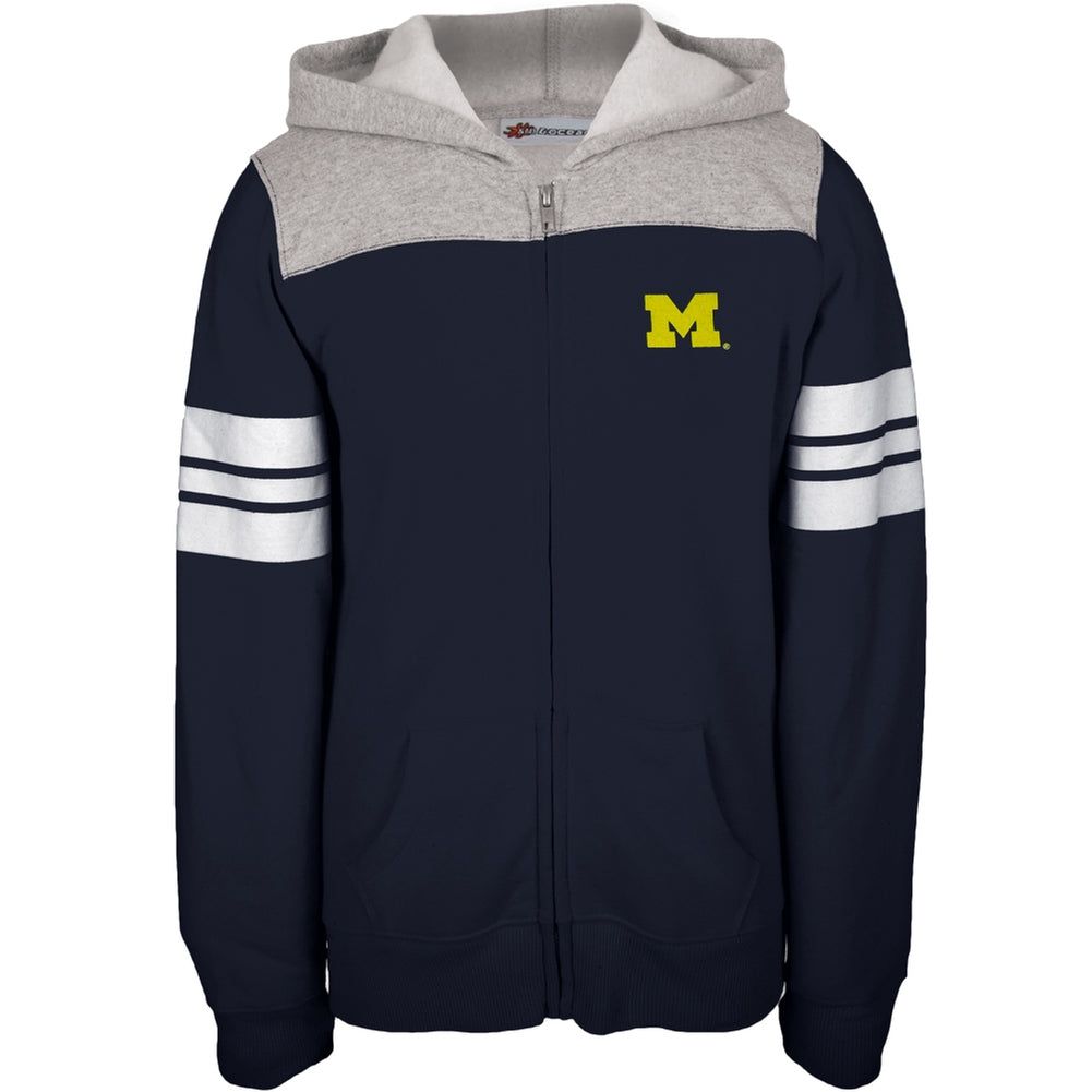 Michigan Wolverines - Game Day Sports Stripes Girls Juvy Zip Hoodie sold by Old Glory