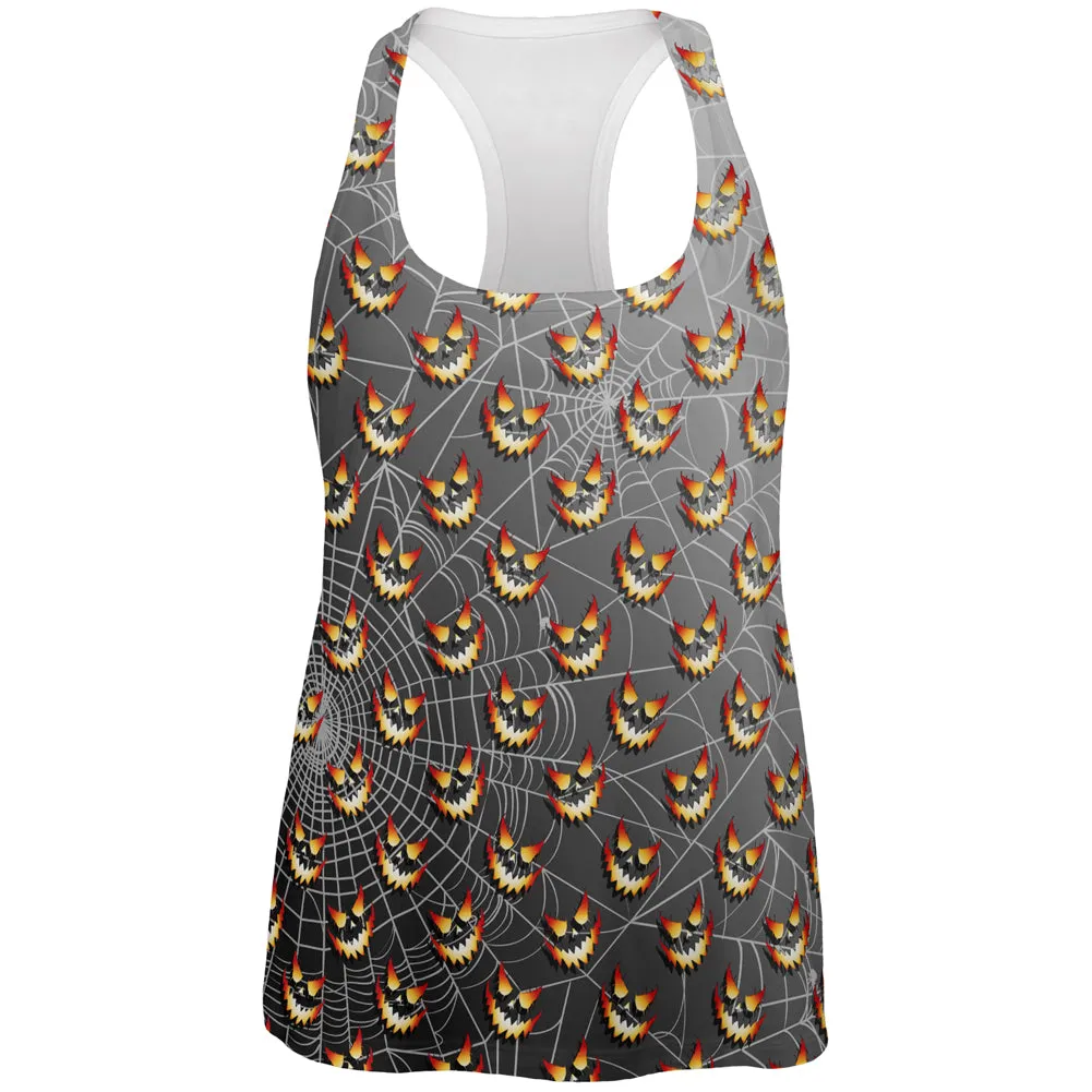 Halloween Spider Webs and Jack-O-Lanterns All Over Womens Work Out Tank Top sold by Old Glory