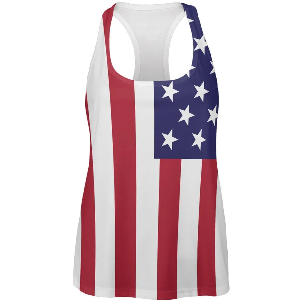 4th of July American Flag All Over Womens Work Out Tank Top sold by Old Glory