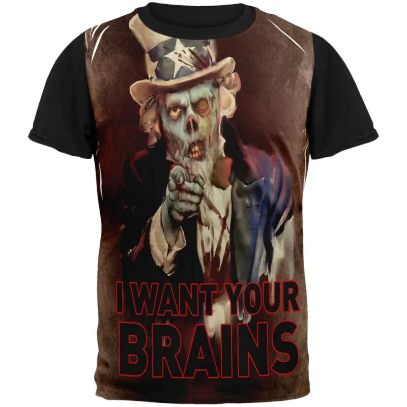 Halloween Zombie Uncle Sam Adult Black Back T-Shirt sold by Old Glory