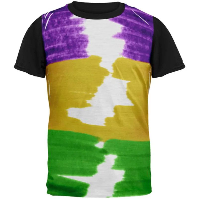 Mardi Gras Color Me Cajun All Over Mens Black Back T Shirt sold by Old Glory