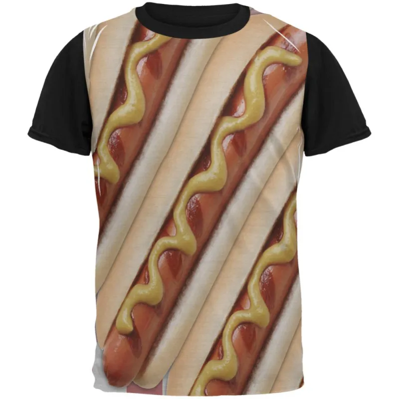 Hot Dog Picnic All Over Mens Black Back T Shirt sold by Old Glory