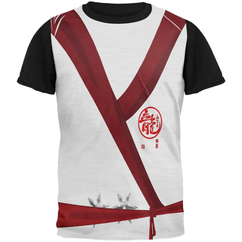 Halloween White Shadow Ninja Costume All Over Mens Black Back T Shirt sold by Old Glory