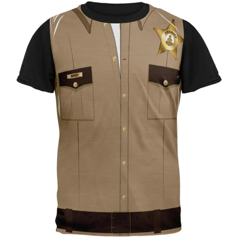 Halloween Sheriff Costume All Over Mens Black Back T Shirt sold by Old Glory