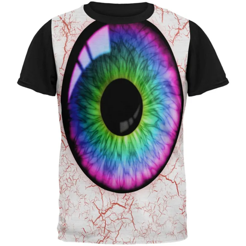 Halloween Rainbow Creepy Eyeball Costume All Over Mens Black Back T Shirt sold by Old Glory