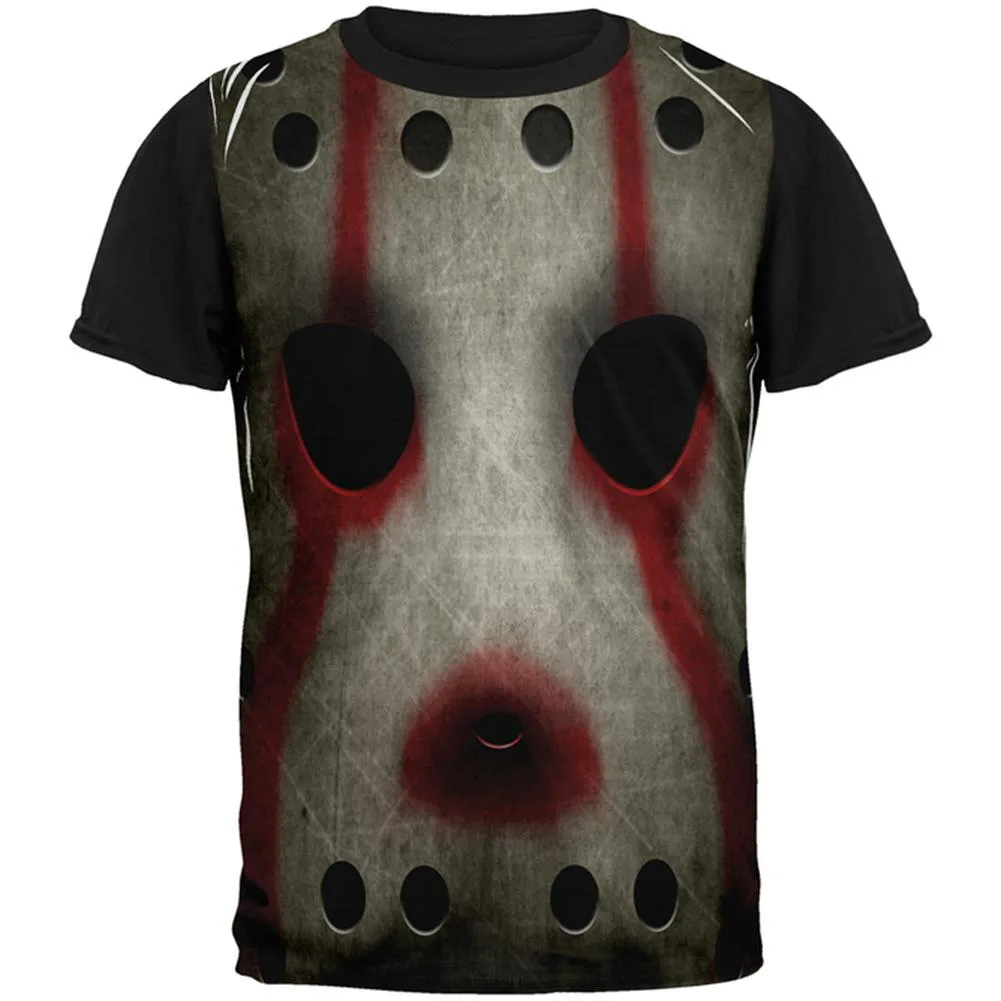 Halloween Horror Movie Hockey Mask Costume All Over Mens Black Back T Shirt sold by Old Glory