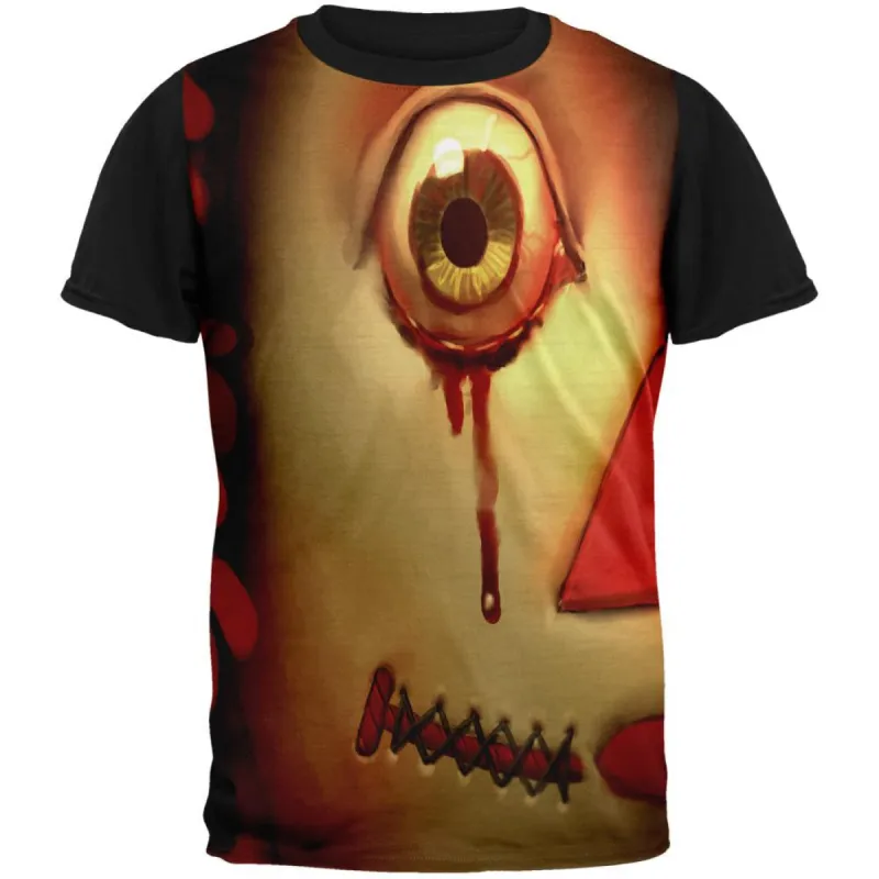 Halloween Haunted Doll Adult Black Back T-Shirt sold by Old Glory