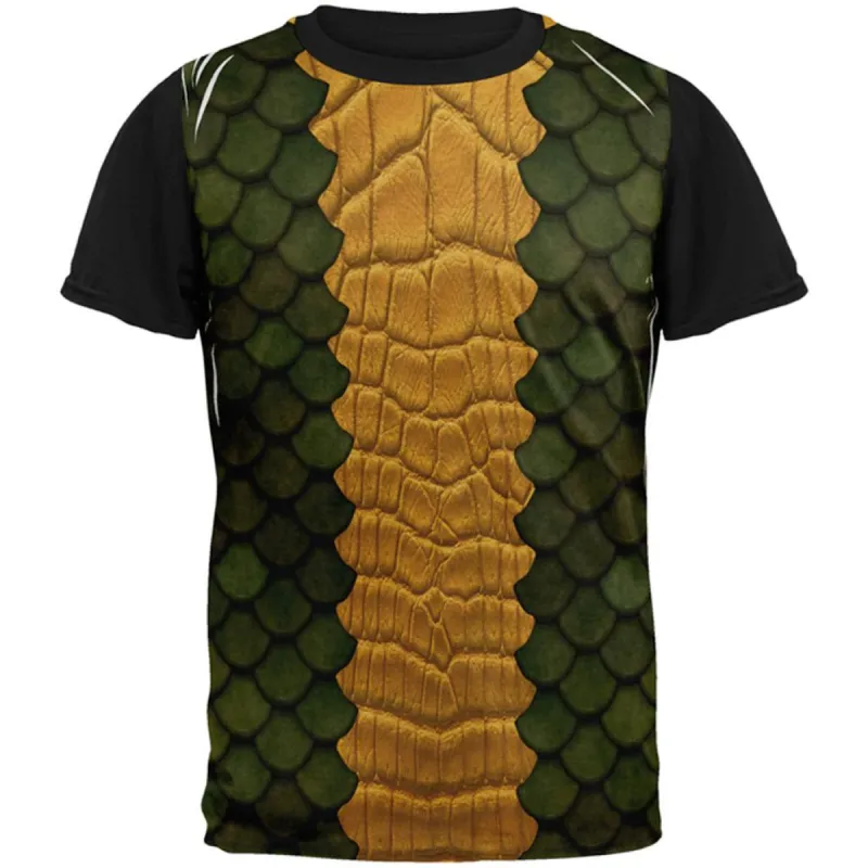 Halloween Green Dragon Costume All Over Mens Black Back T Shirt sold by Old Glory