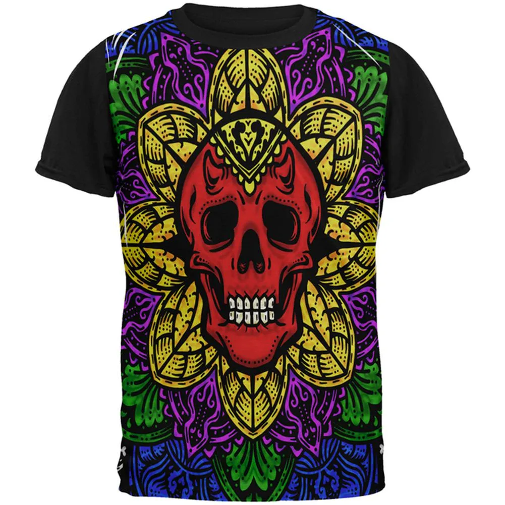 Halloween Demon Skull Mandala All Over Mens Black Back T Shirt sold by Old Glory