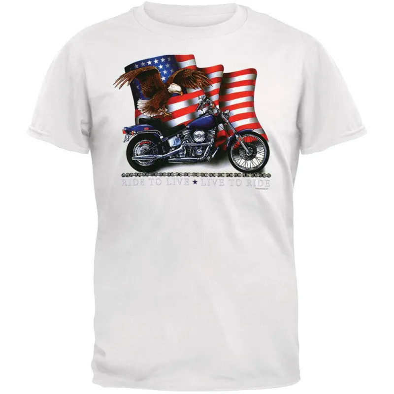 Ride To Live Live To Ride White T-Shirt sold by Old Glory