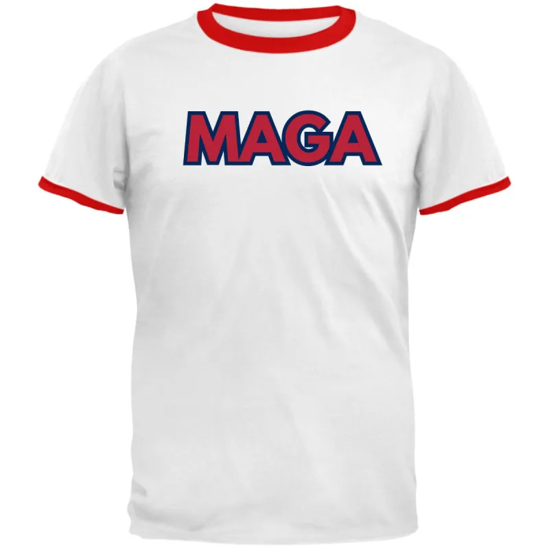 MAGA Donald Trump 47 Vintage Baseball Style Mens Ringer T Shirt sold by Old Glory