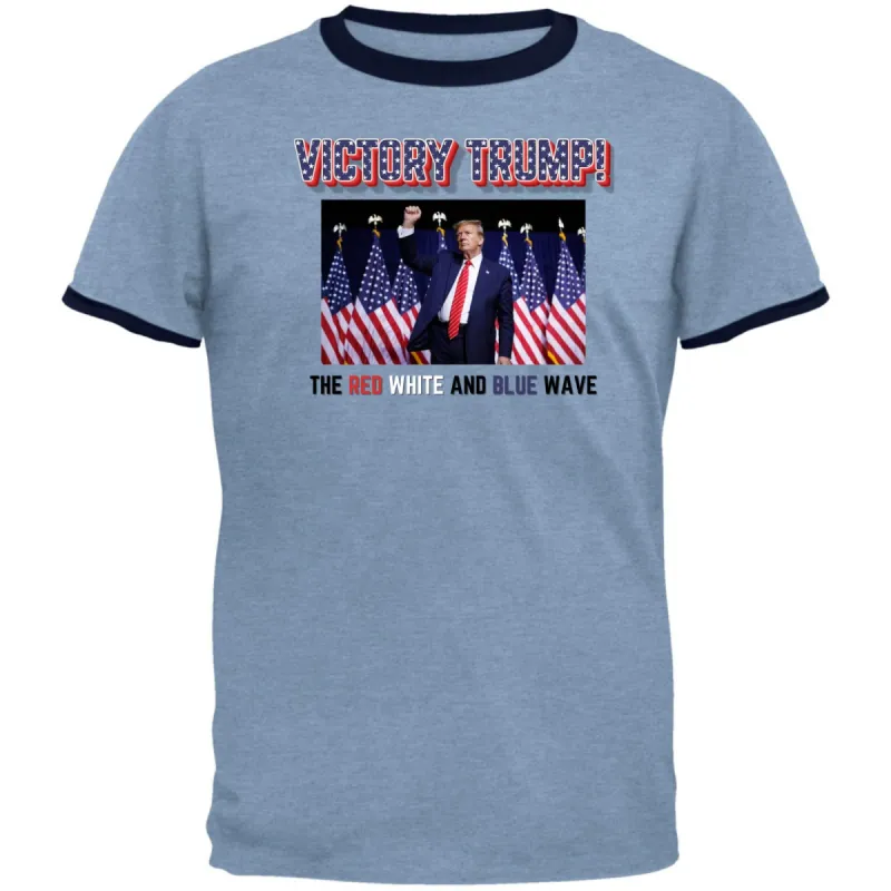 Victory Donald Trump The Red White and Blue Wave Mens Ringer T Shirt sold by Old Glory