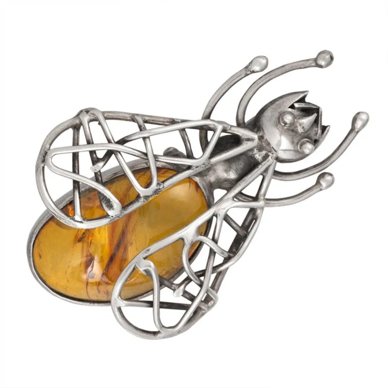 Amber Winged Bug Sterling Silver Pin/Pendant sold by Old Glory