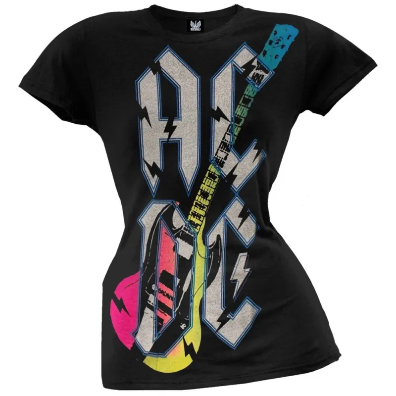 AC/DC - Neon Guitar Juniors T-Shirt sold by Old Glory
