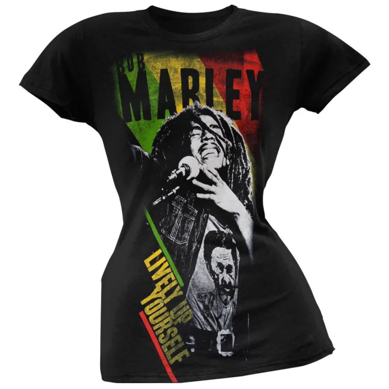 Bob Marley - Lively Up Juniors T-Shirt sold by Old Glory