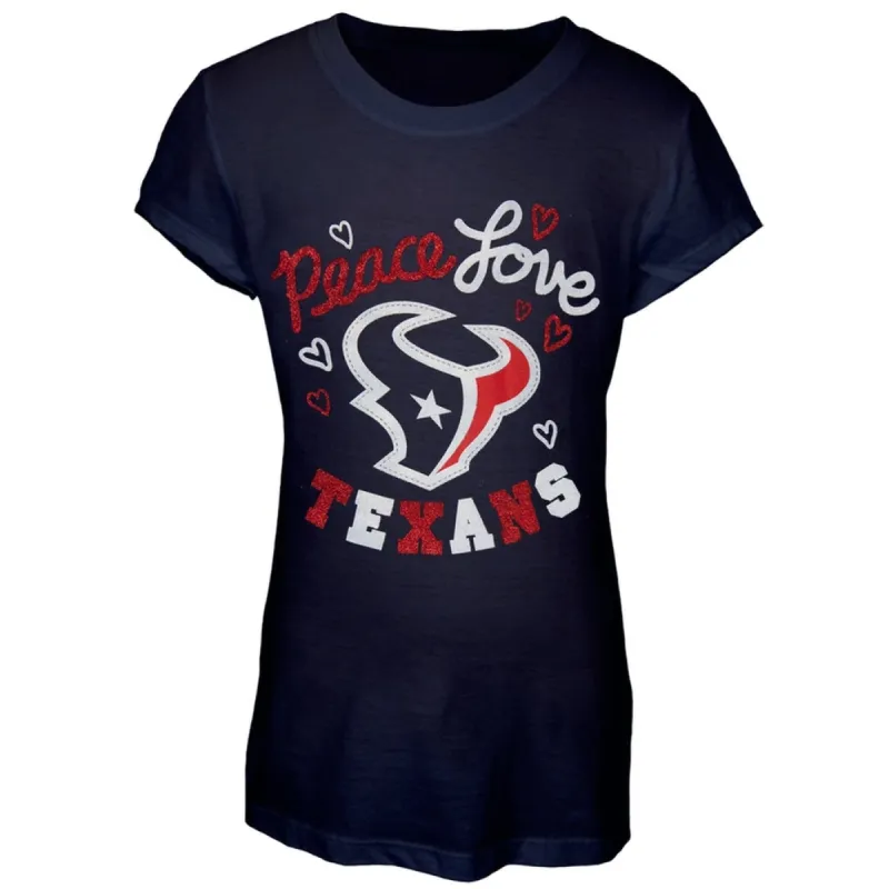Houston Texans - Peace Love Girls Youth T-Shirt sold by Old Glory