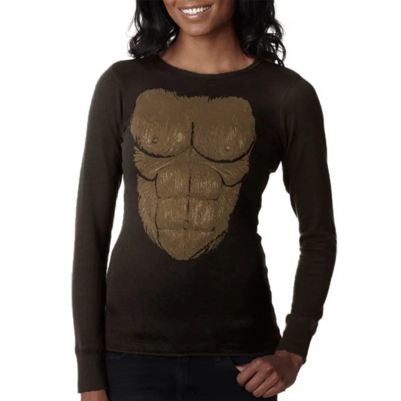 Halloween Sasquatch Bigfoot Costume Juniors Long Sleeve Thermal sold by Old Glory