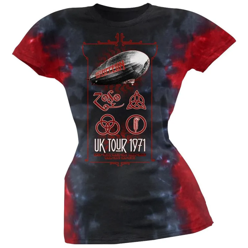 Led Zeppelin - UK Tour 1971 Juniors Tie Dye T-Shirt sold by Old Glory