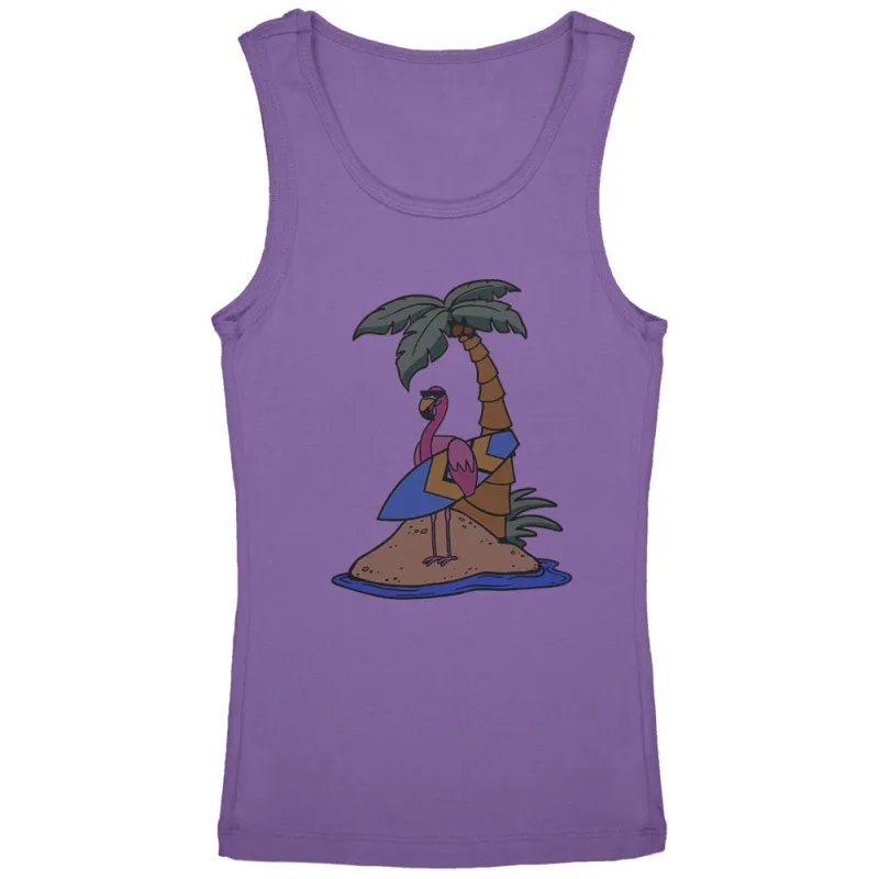 Flamingo Summer Palm Tree Youth Girls Tank Top sold by Old Glory