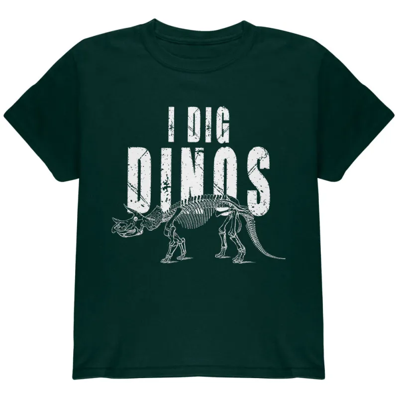 I Dig Dinos Dinosaur Fossil Bones Triceratops Youth T Shirt sold by Old Glory