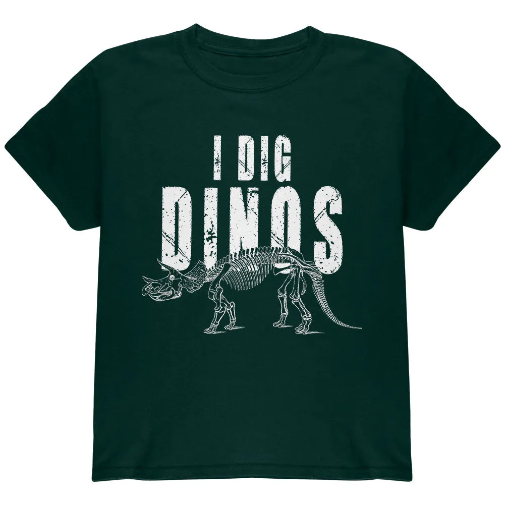 I Dig Dinos Dinosaur Fossil Bones Triceratops Youth T Shirt sold by Old Glory