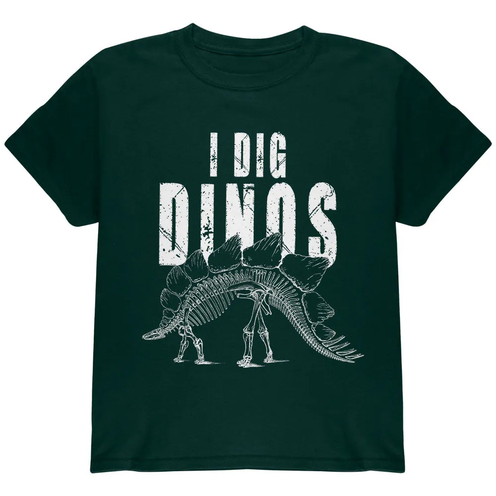 I Dig Dinos Dinosaur Fossil Bones Stegosaurus Youth T Shirt sold by Old Glory