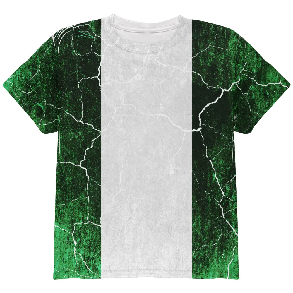 Distressed Grunge Flag of Nigeria All Over Youth T Shirt sold by Old Glory