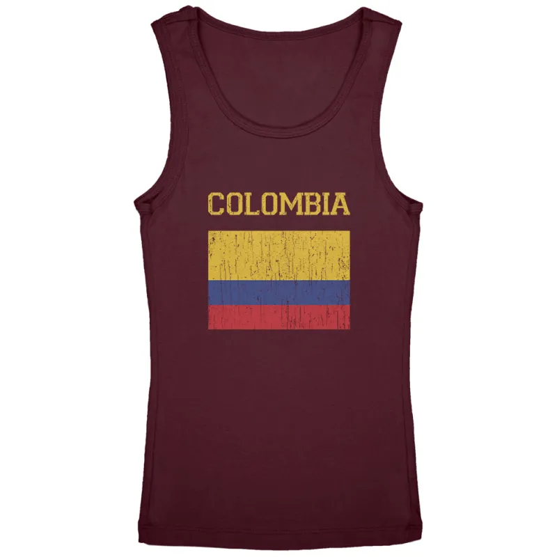 World Cup Distressed Flag Colombia Youth Girls Tank Top sold by Old Glory
