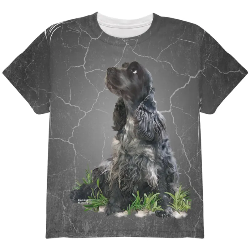 English Cocker Spaniel Live Forever All Over Youth T Shirt made by Old Glory