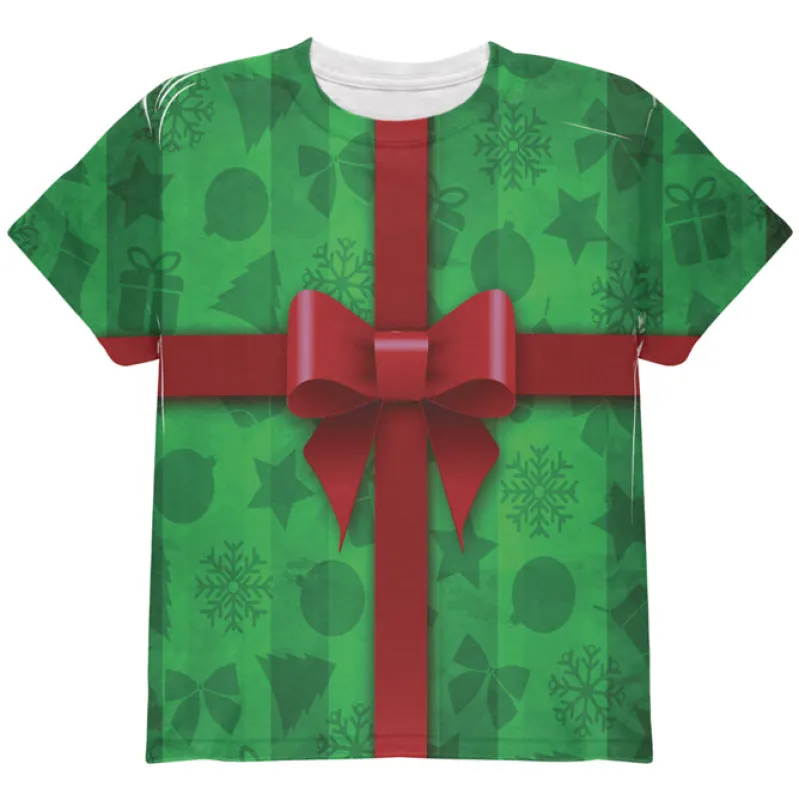 Green Christmas Present Costume All Over Youth T Shirt sold by Old Glory