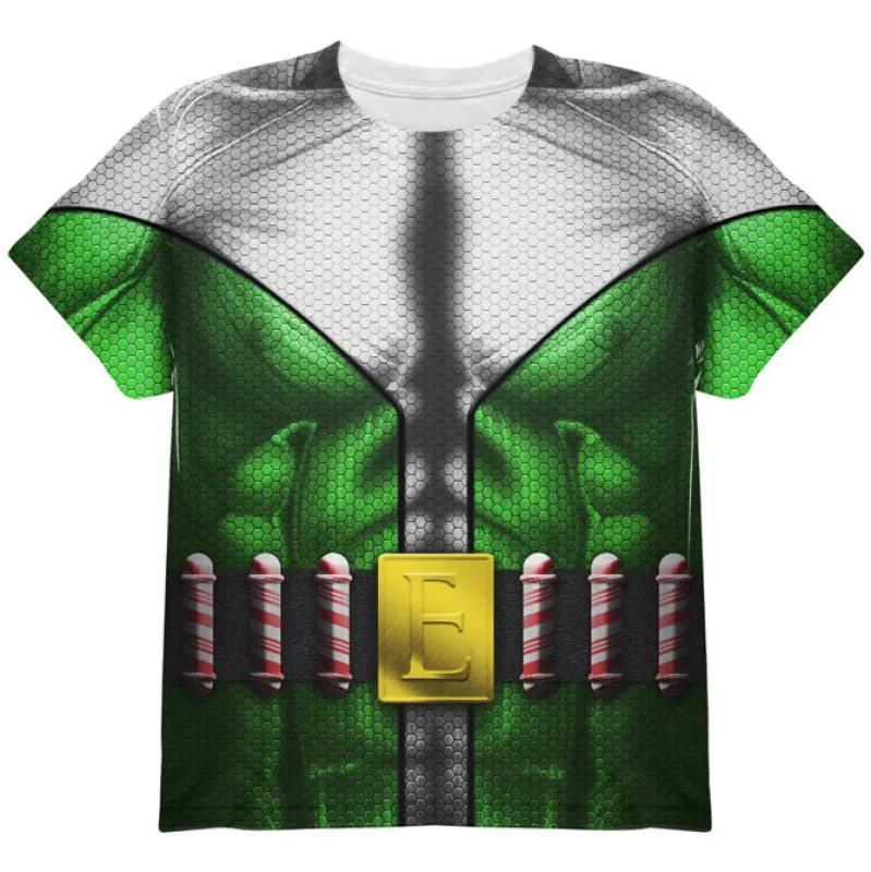 Christmas Superhero Sidekick Elf Costume All Over Youth T Shirt sold by Old Glory