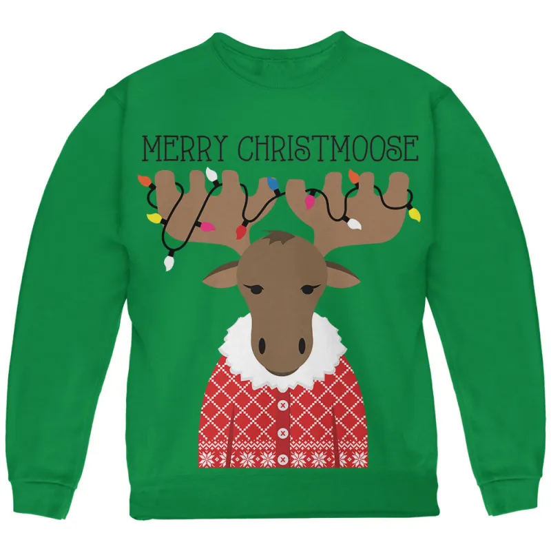 Christmas Merry ChristMoose Moose Youth Sweatshirt sold by Old Glory