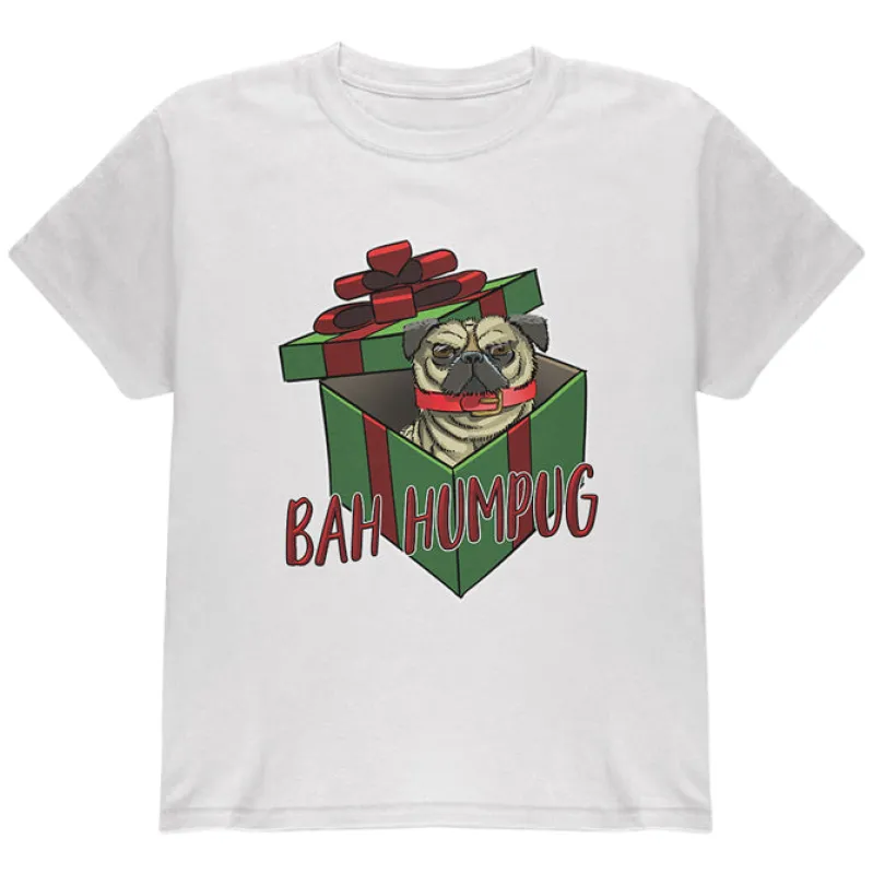 Christmas Bah Humpug Grumpy Scrooge Pug Gift Youth T Shirt sold by Old Glory