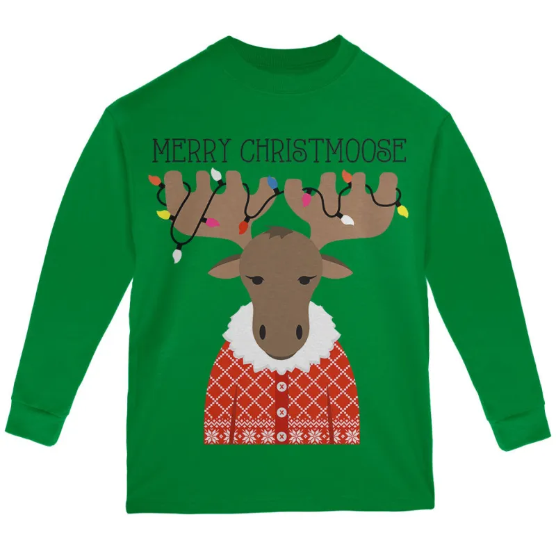 Christmas Merry ChristMoose Moose Youth Long Sleeve T Shirt sold by Old Glory