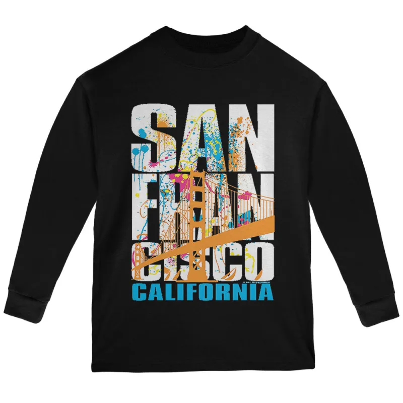 White Splash San Francisco California Youth Long Sleeve T Shirt sold by Old Glory