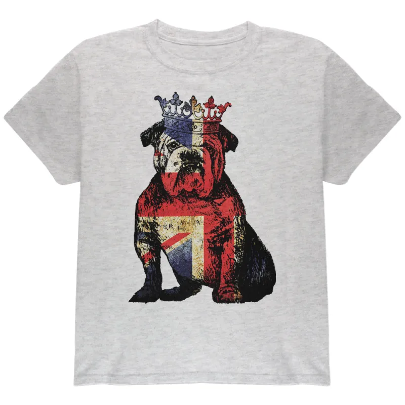 English British Bulldog Crown Grunge Flag Youth T Shirt sold by Old Glory