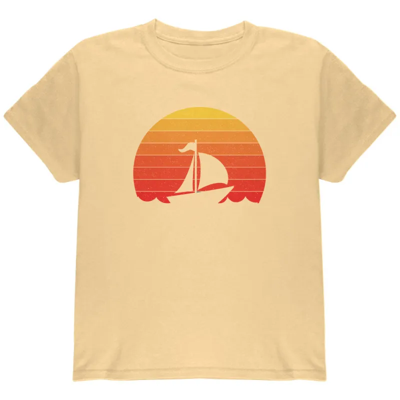 Marina Ocean Sail Boat Silhouette Retro Sunset Youth T Shirt sold by Old Glory