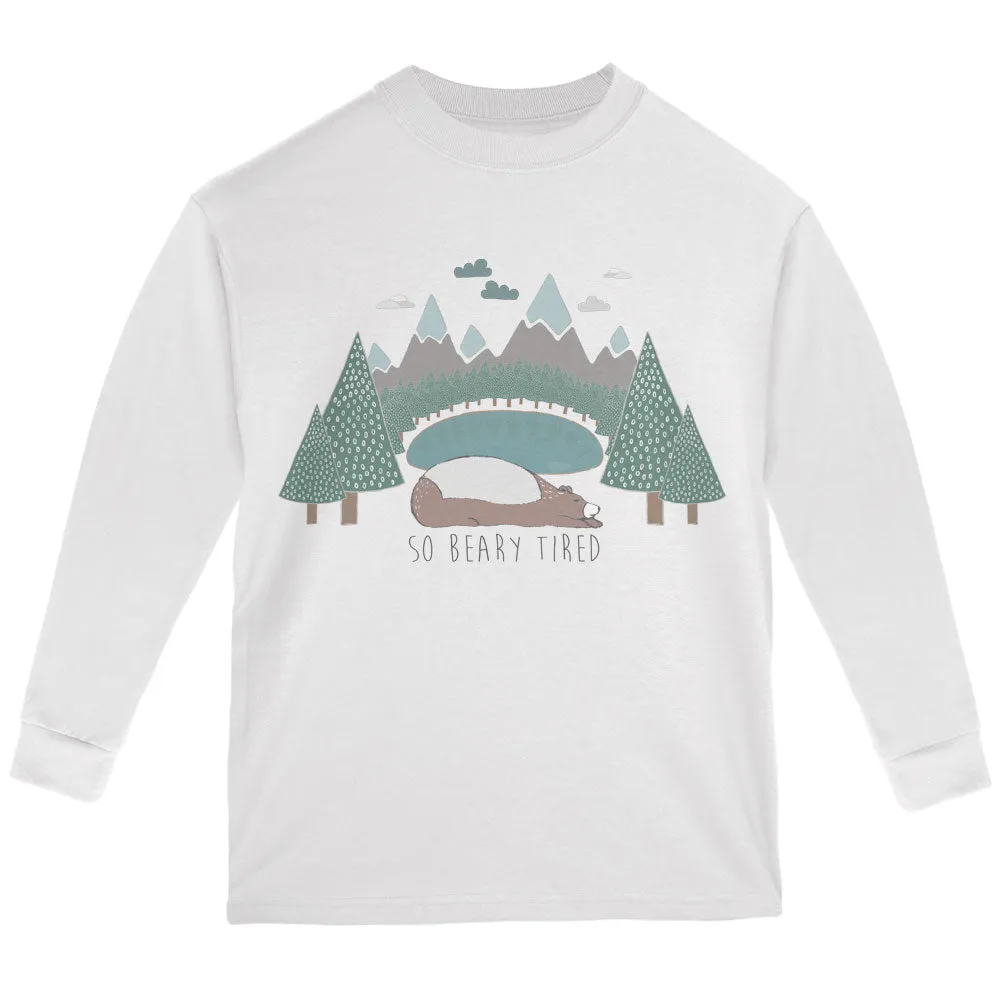 Autumn So Beary Very Tired Bear Pun Youth Long Sleeve T Shirt sold by Old Glory