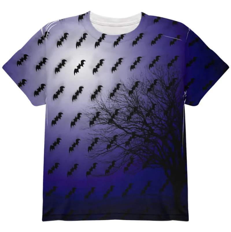 Halloween Bats in the Full Moon Light All Over Youth T Shirt sold by Old Glory