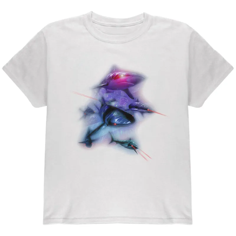 4th of July Patriotic American Galaxy Laser Sharks Youth T Shirt sold by Old Glory