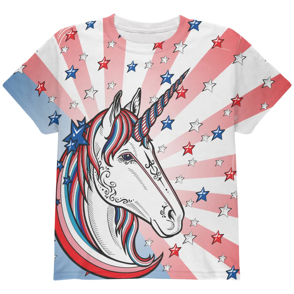 4th of July Freedom is Magical Unicorn All Over Youth T Shirt sold by Old Glory